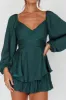 It's Complicated Long Sleeve Flounce Romper Forest Green sold by Selfie Leslie