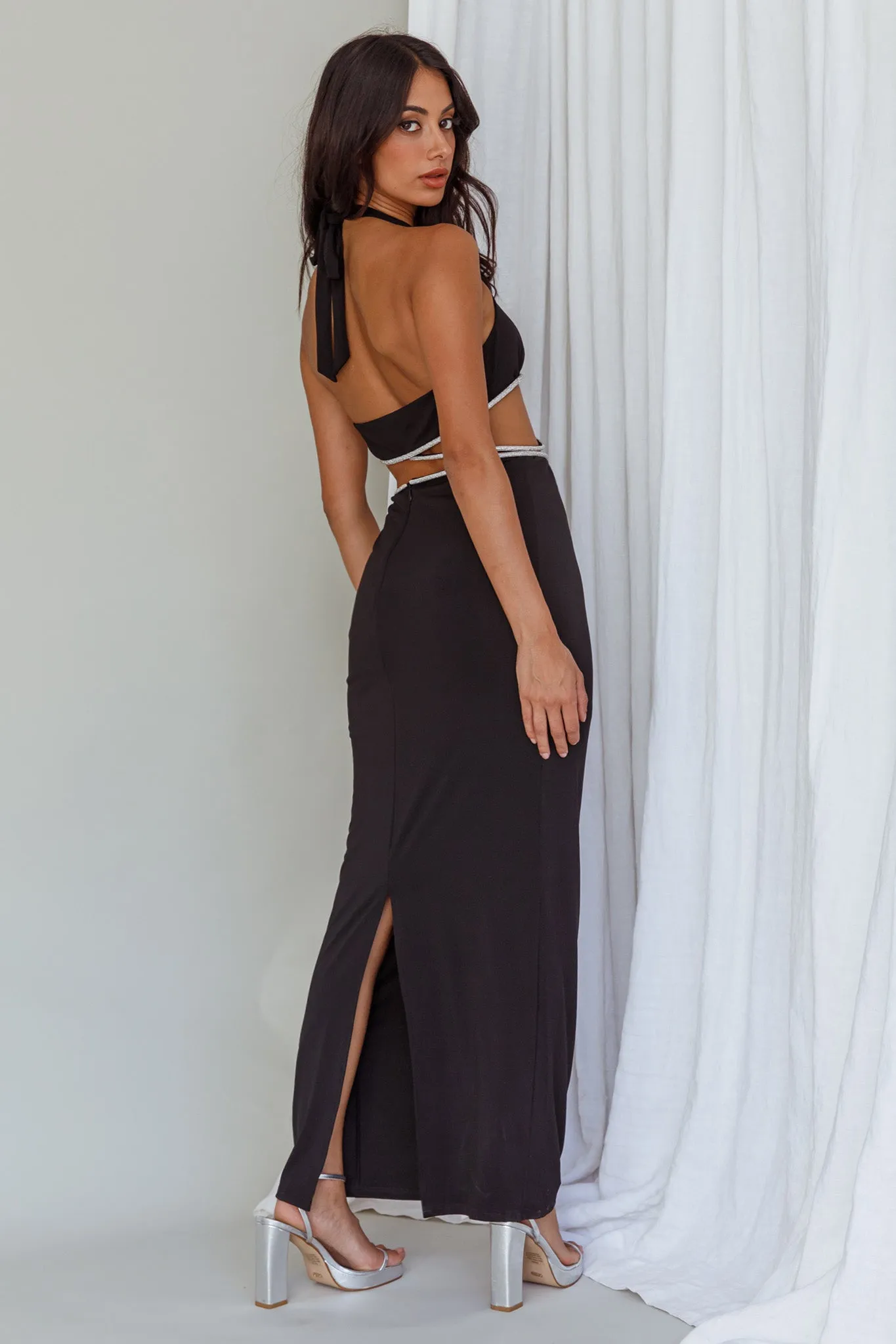 Starlight Stroll Cut-Out Diamante Dress Black sold by Selfie Leslie product image thumbnail 2