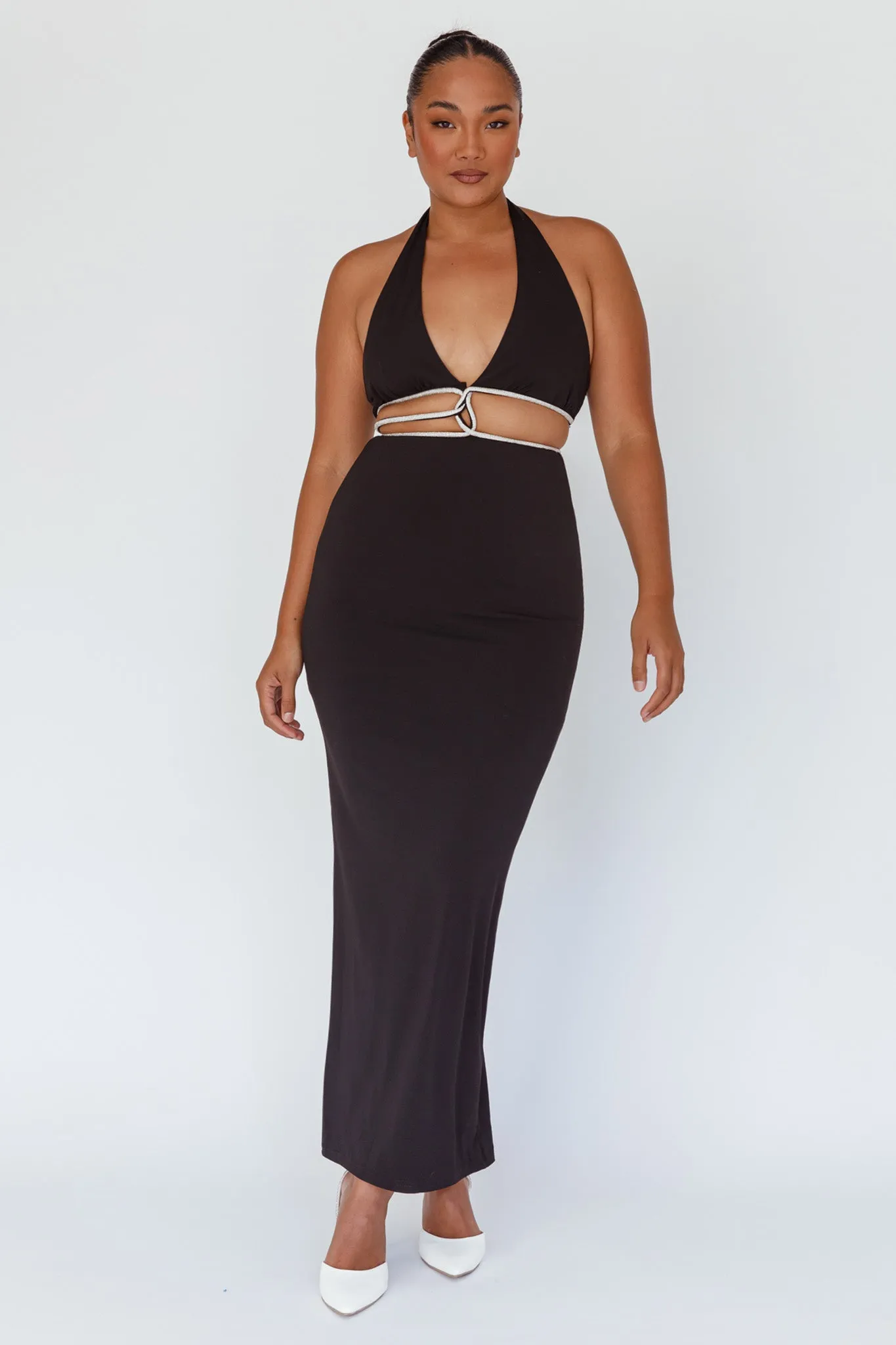 Starlight Stroll Cut-Out Diamante Dress Black sold by Selfie Leslie product image thumbnail 5