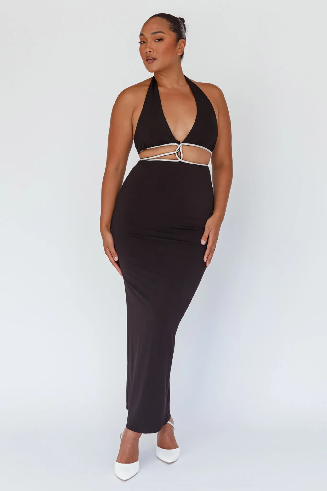 Starlight Stroll Cut-Out Diamante Dress Black sold by Selfie Leslie product image thumbnail 3