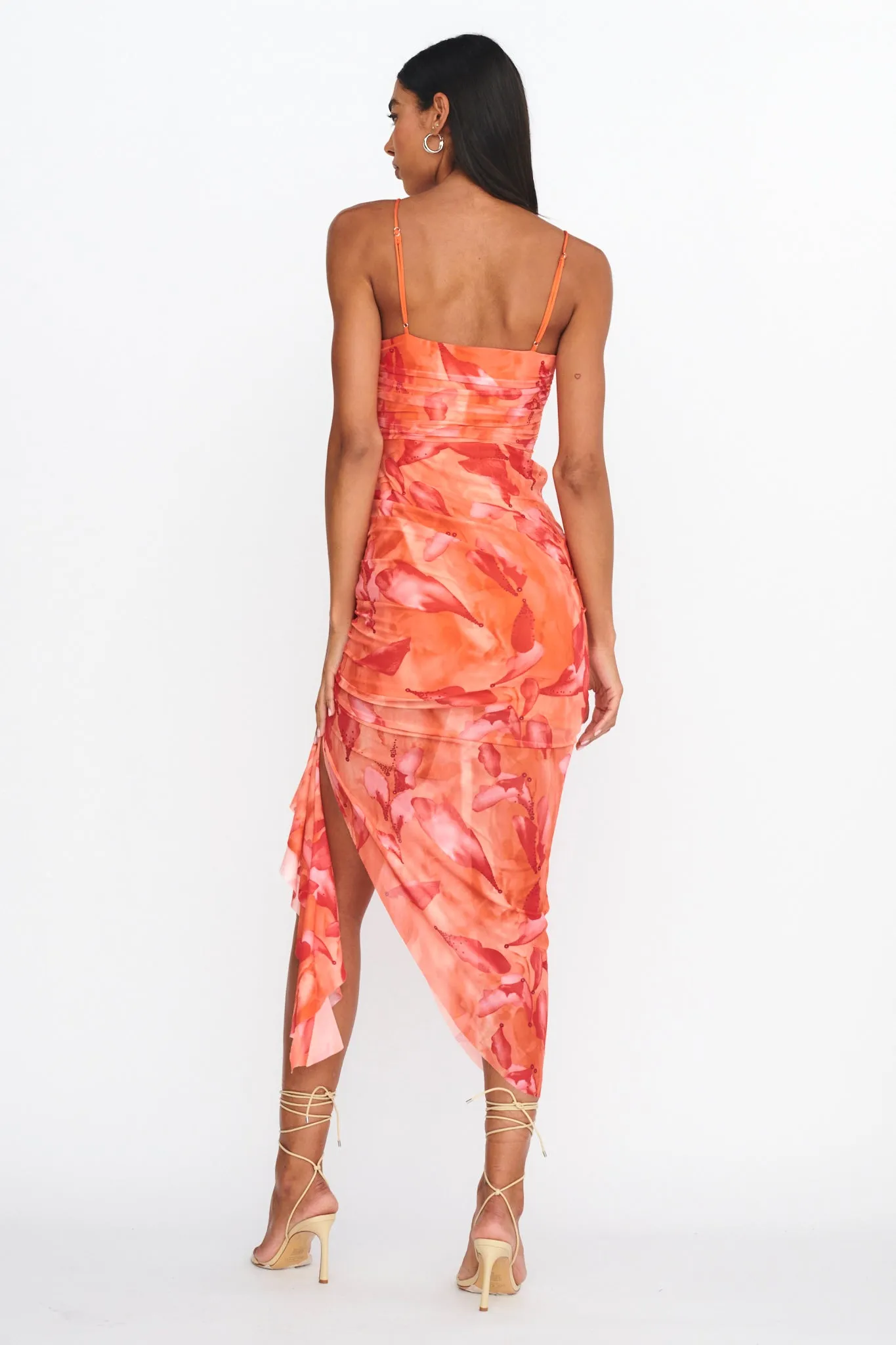 Your Destiny Ruched Asymmetrical Hem Dress Orange sold by Selfie Leslie product image thumbnail 2