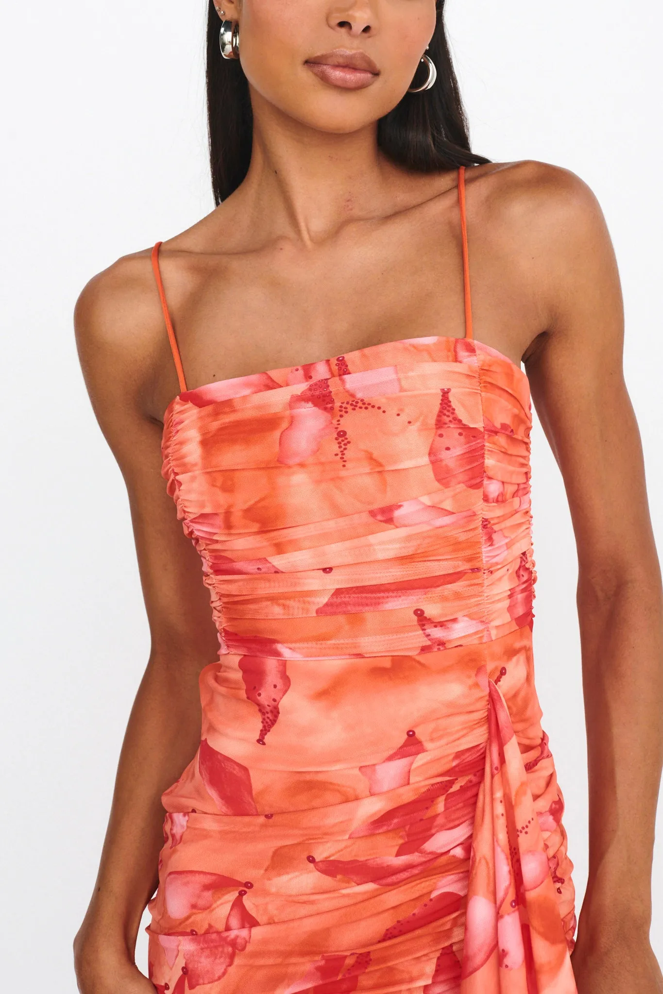 Your Destiny Ruched Asymmetrical Hem Dress Orange sold by Selfie Leslie product image thumbnail 3