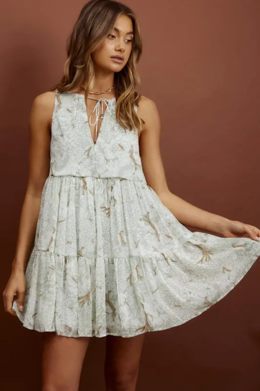 Kennedi String Tie Shift Dress Floral Sage sold by Selfie Leslie