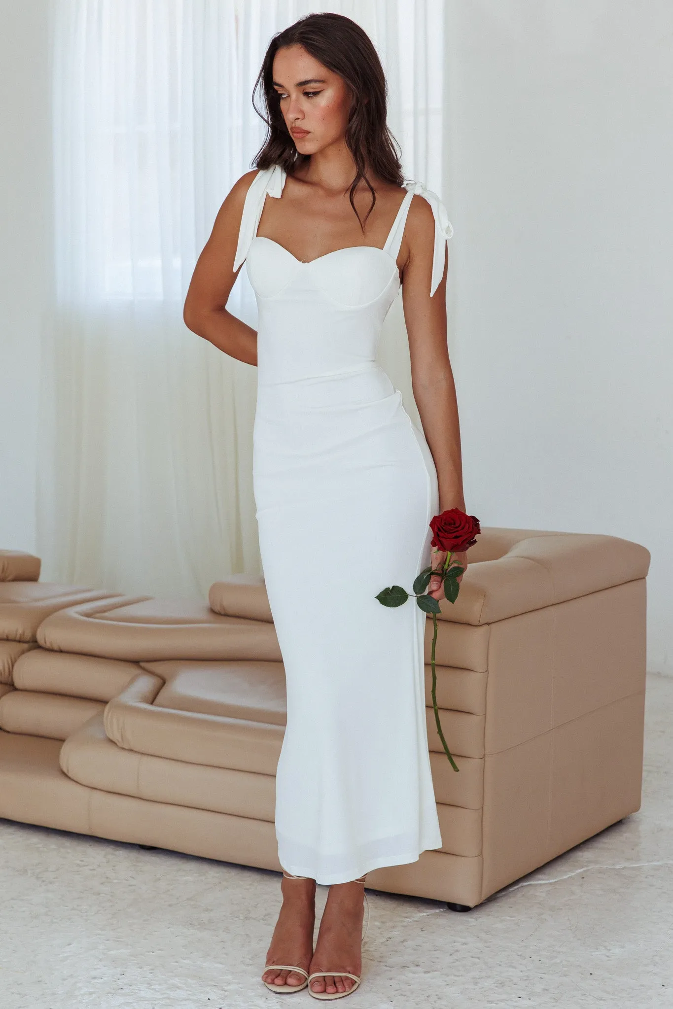 Rose Garden Tied Shoulder Maxi Dress White sold by Selfie Leslie product image thumbnail 3