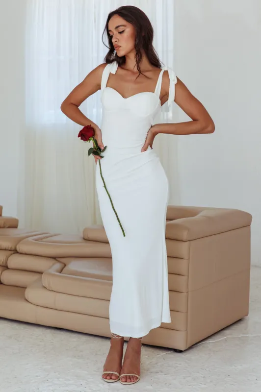 Rose Garden Tied Shoulder Maxi Dress White sold by Selfie Leslie