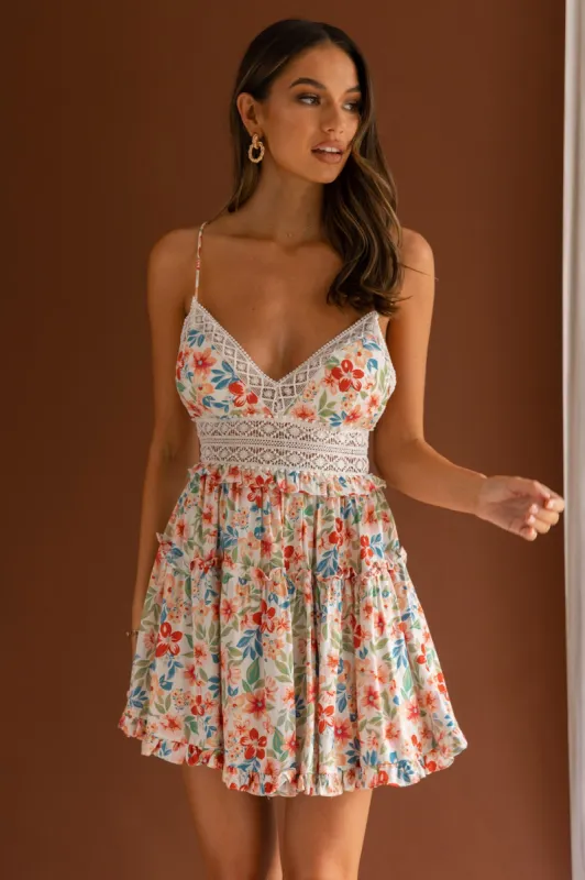 Desert Rose Crochet Tie-Up Back Dress Floral White sold by Selfie Leslie