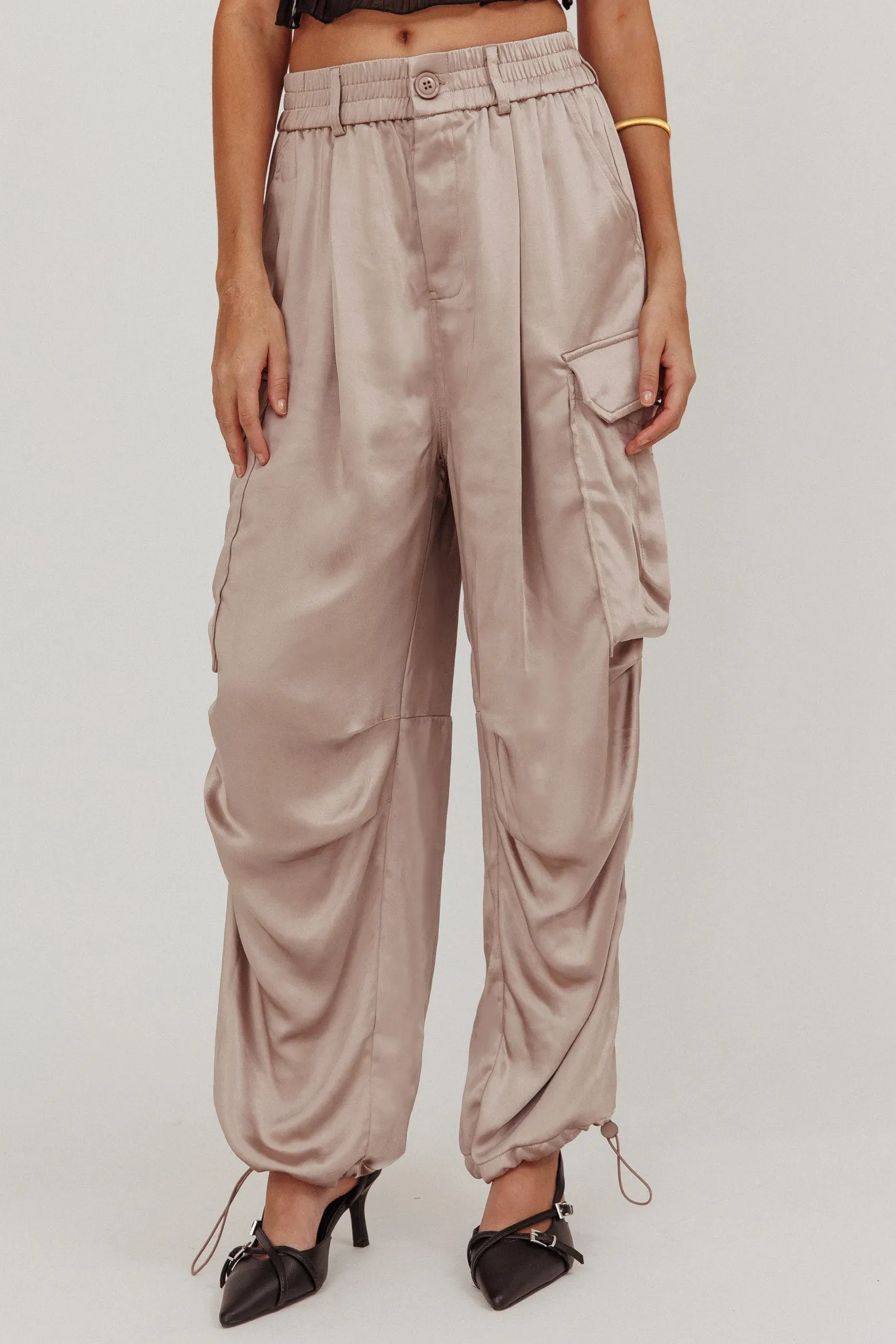 Betty Satin Cargo Pant Mink sold by Selfie Leslie product image thumbnail 4