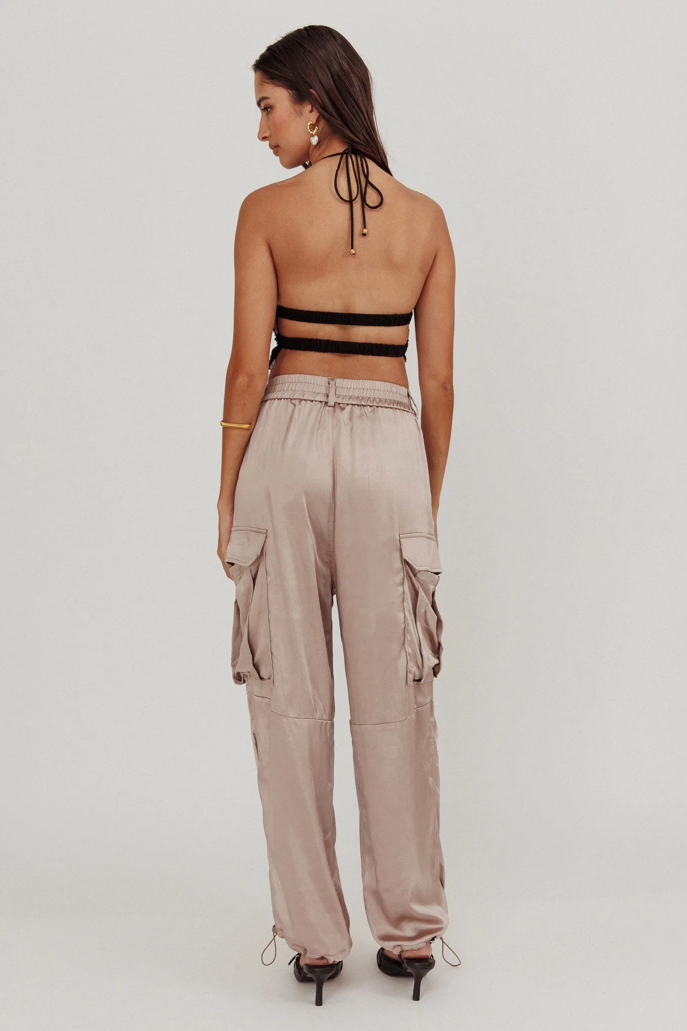 Betty Satin Cargo Pant Mink sold by Selfie Leslie product image thumbnail 2