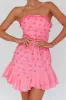 Cece Embroidered Bandeau Dress Hot Pink sold by Selfie Leslie