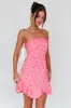 Cece Embroidered Bandeau Dress Hot Pink sold by Selfie Leslie