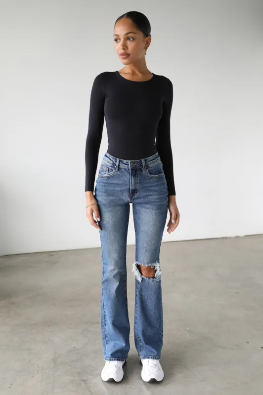 DOGMA High Rise Flare Leg Denim Jeans Dark Wash sold by Selfie Leslie