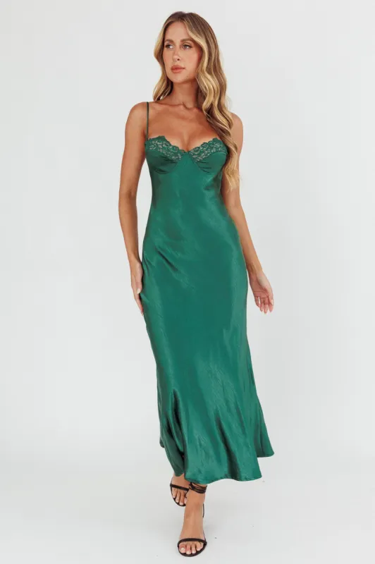 Inhibitions Lace Bust Midi Dress Forest Green sold by Selfie Leslie