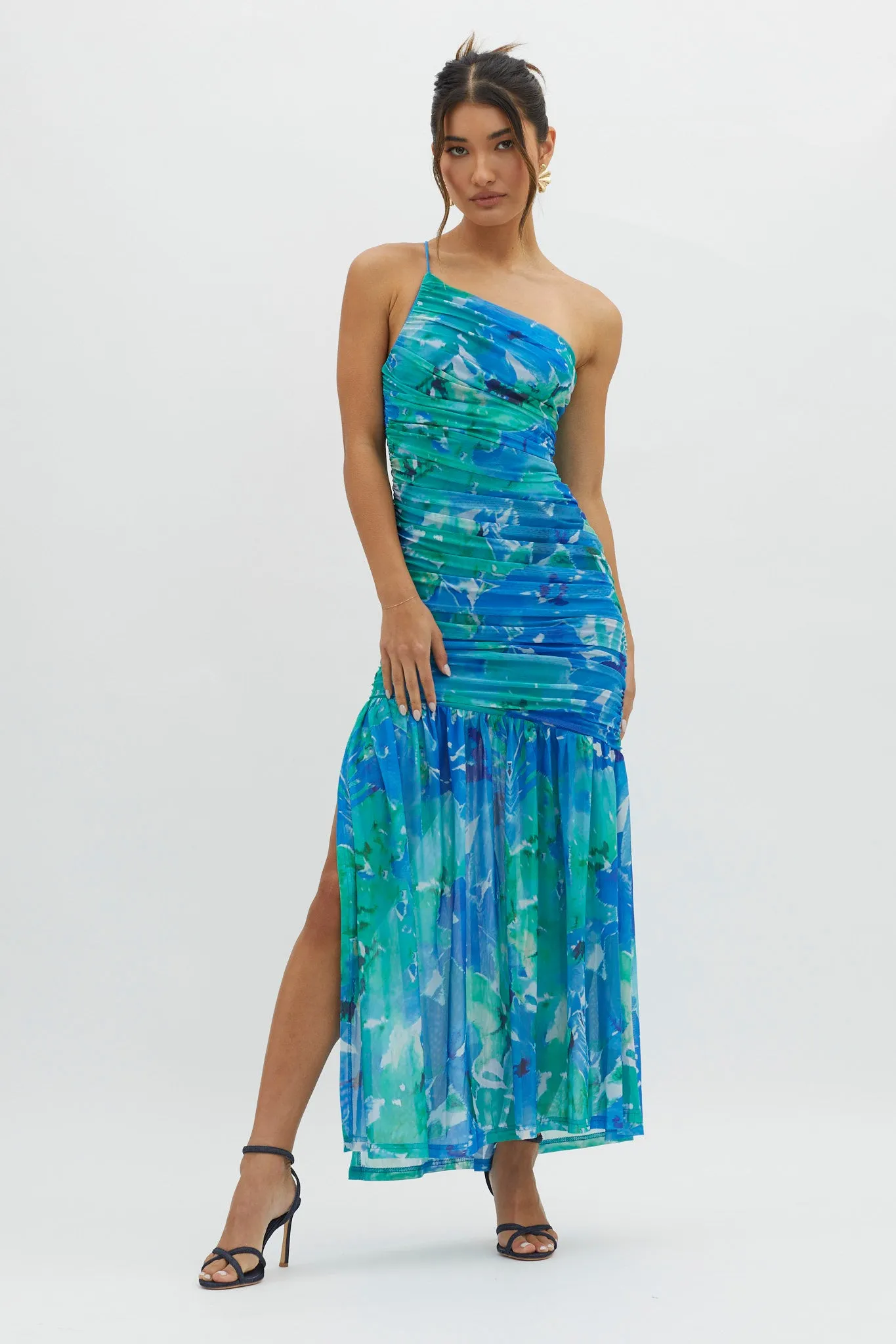 Golden Sun One-Shoulder Ruched Maxi Dress Green sold by Selfie Leslie product image thumbnail 5