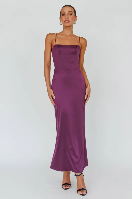 Teneal Lace-Up Back Maxi Dress Plum sold by Selfie Leslie