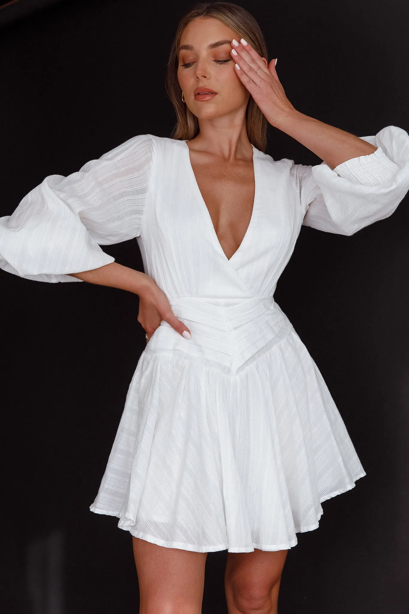 Sweet Escape Lantern Sleeve Pintuck Dress White sold by Selfie Leslie product image thumbnail 3