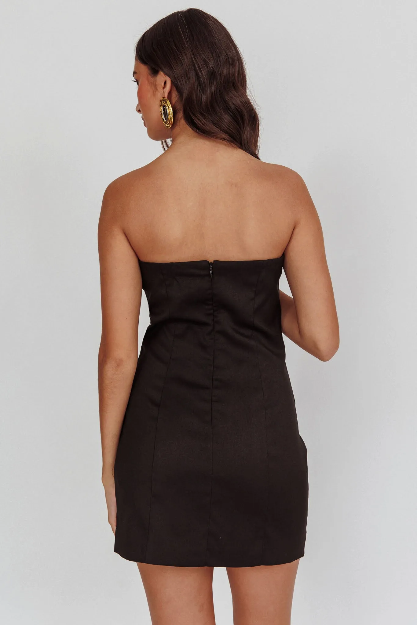 Titania Strapless Buttoned Mini Dress Black sold by Selfie Leslie product image thumbnail 2