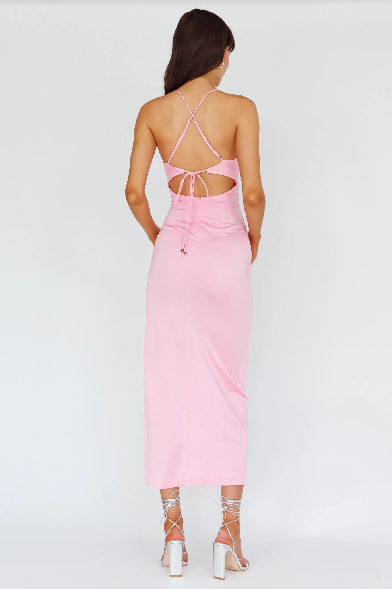 Summer Rose Front Split Midi Dress Pink sold by Selfie Leslie product image thumbnail 2