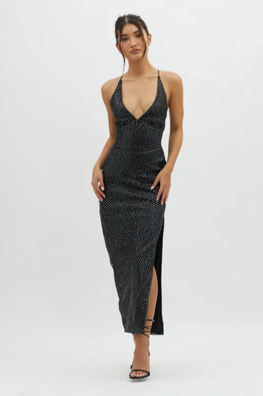 Alysia Plunging Halterneck Maxi Dress Black sold by Selfie Leslie