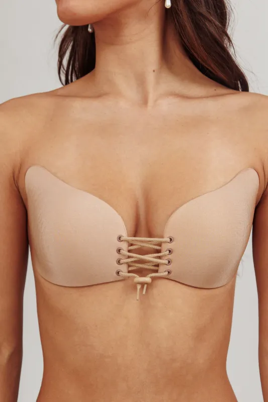 Vito Backless Lace-up Adhesive Bra Nude sold by Selfie Leslie