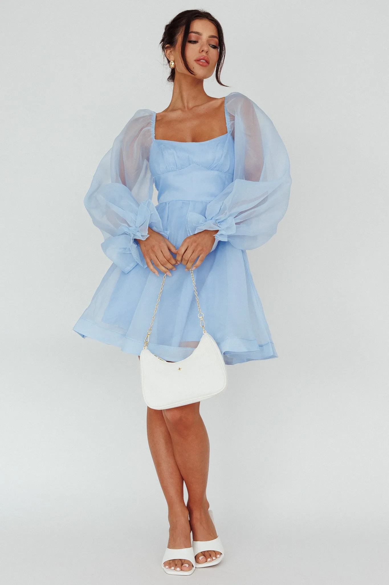 I've Got Sunshine Long Sleeve Mini Dress Light Blue sold by Selfie Leslie product image thumbnail 5