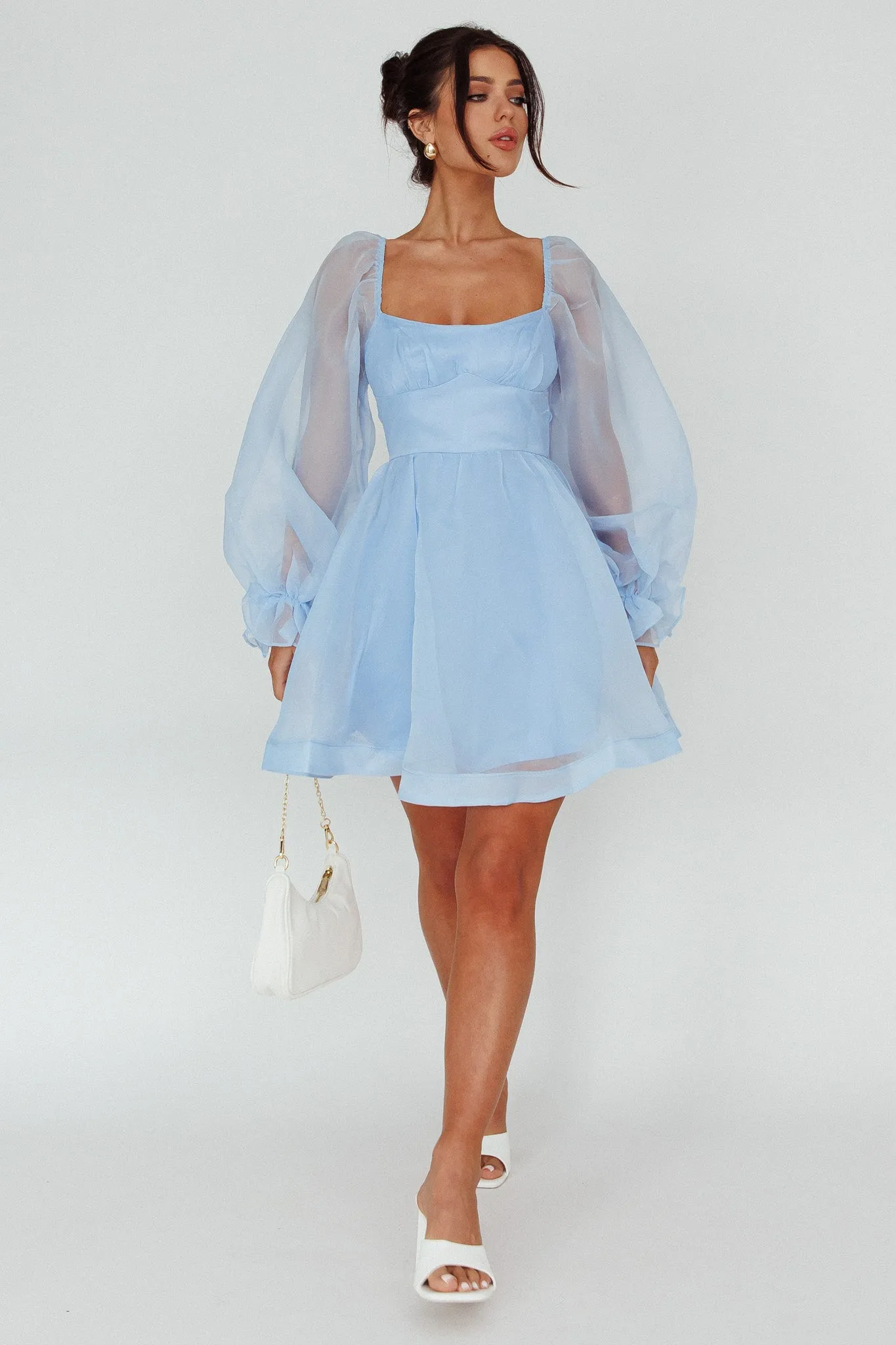 I've Got Sunshine Long Sleeve Mini Dress Light Blue sold by Selfie Leslie product image thumbnail 3
