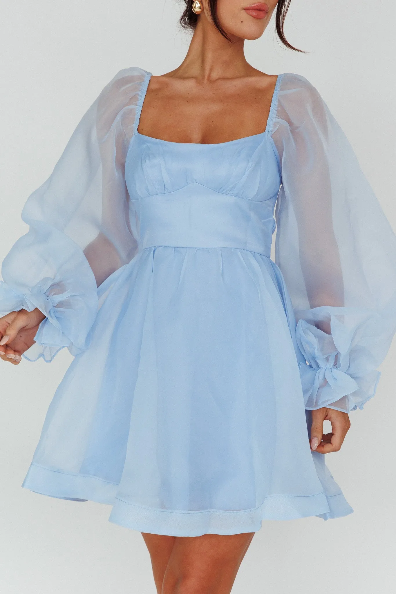 I've Got Sunshine Long Sleeve Mini Dress Light Blue sold by Selfie Leslie product image thumbnail 4