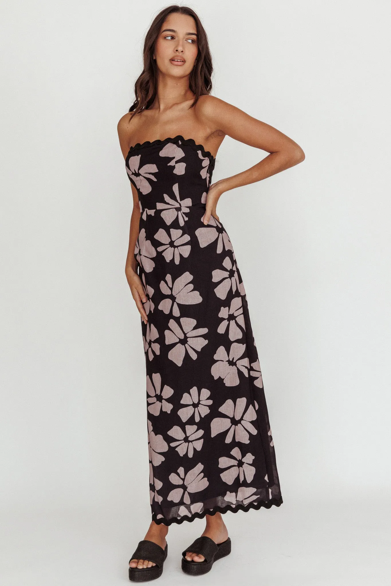 Cypress Floral Strapless Maxi Dress Black sold by Selfie Leslie product image thumbnail 3