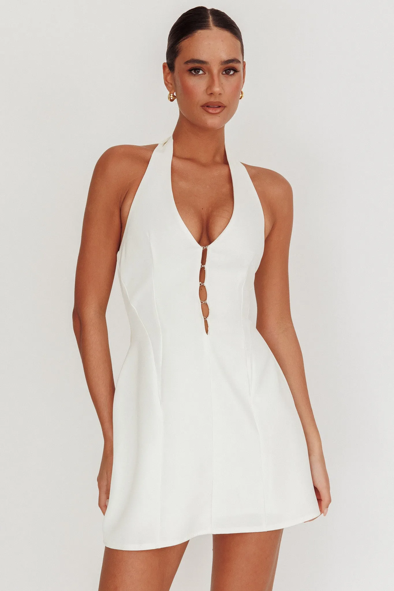 Elisabet Halter Neck Mini Dress Off White sold by Selfie Leslie