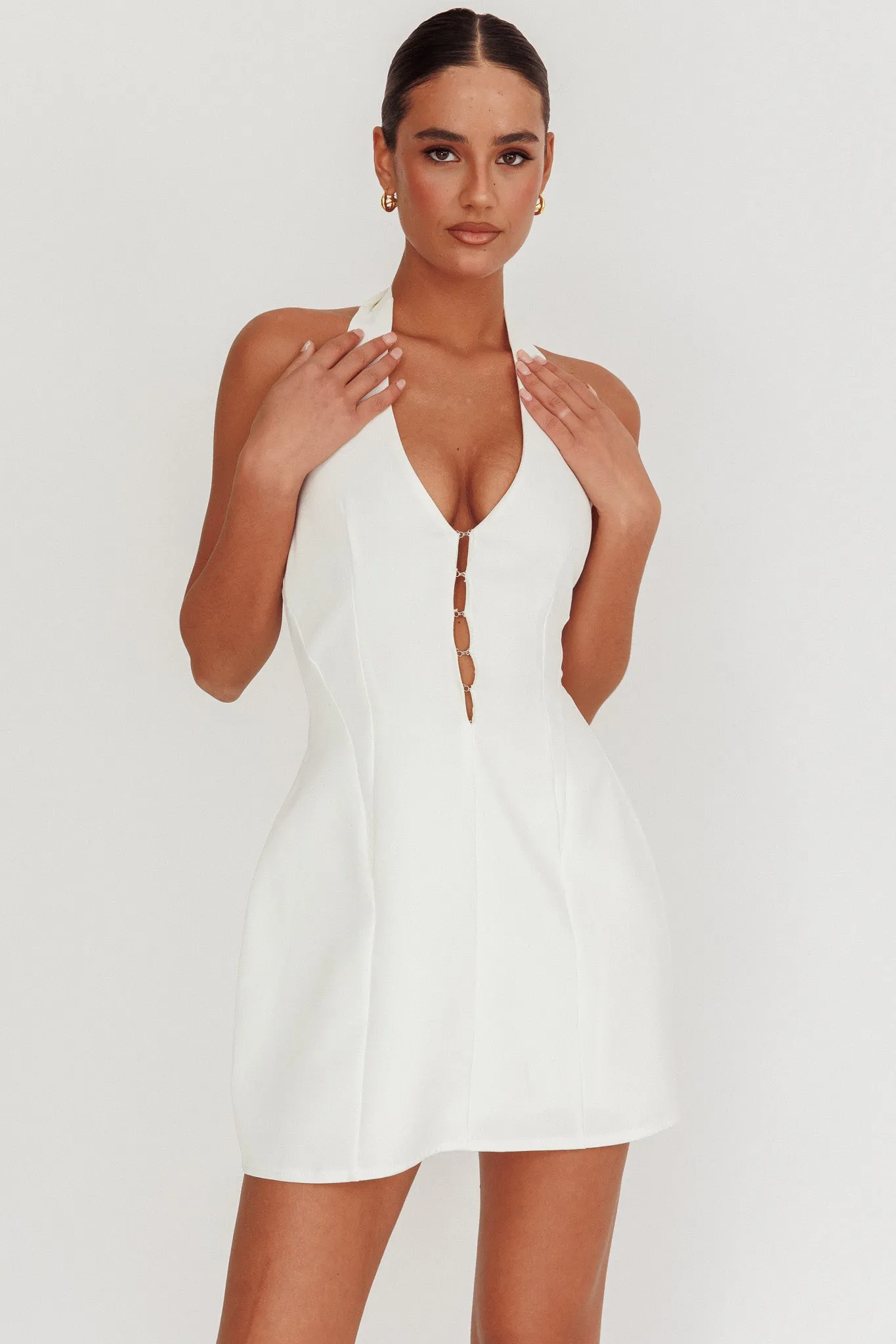 Elisabet Halter Neck Mini Dress Off White sold by Selfie Leslie product image thumbnail 5