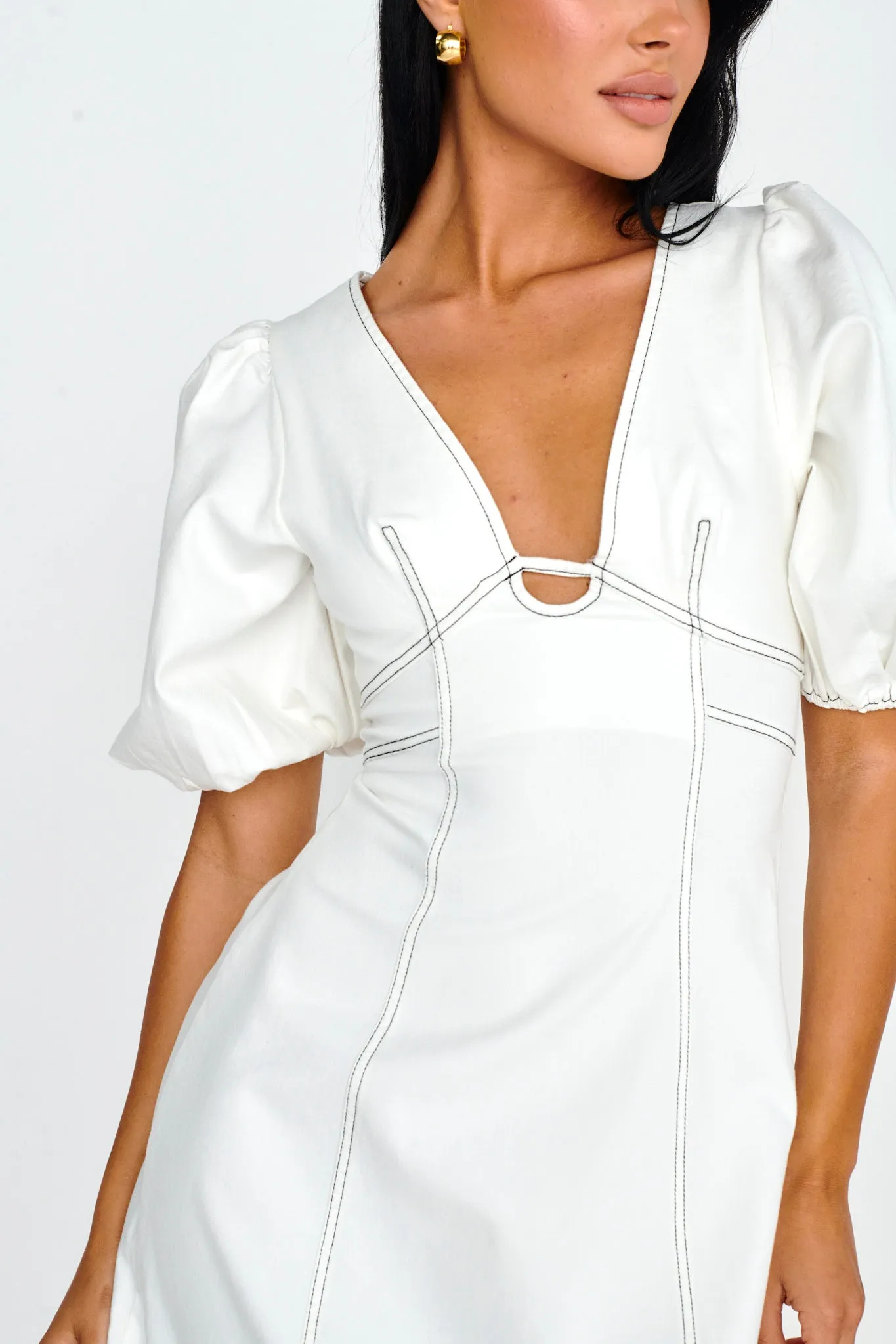 Elias Puff Sleeve Midi Dress White sold by Selfie Leslie product image thumbnail 4
