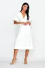 Elias Puff Sleeve Midi Dress White sold by Selfie Leslie