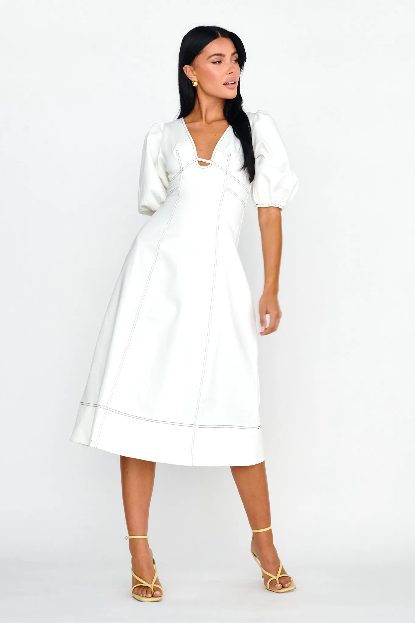 Elias Puff Sleeve Midi Dress White sold by Selfie Leslie product image thumbnail 3