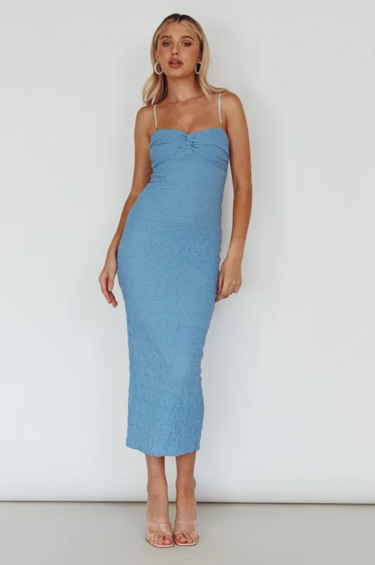 Tiffani Diamante Strap Midi Dress Blue sold by Selfie Leslie