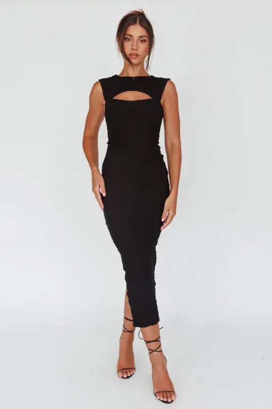 Osaka Lace-Up Back Midi Dress Black made by Selfie Leslie