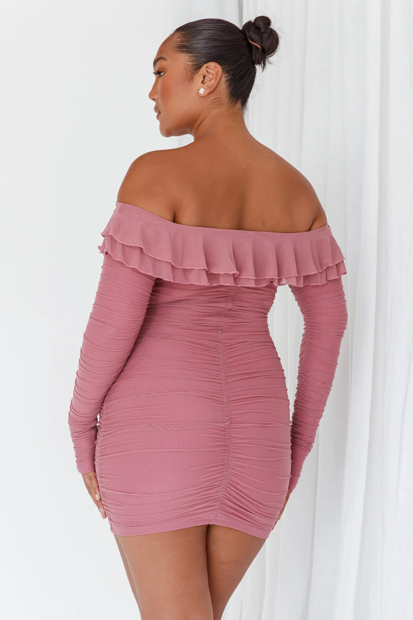 Confession Off-Shoulder Long Sleeve Mini Dress Mauve sold by Selfie Leslie product image thumbnail 2