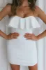 Blue Moon Ruffle Neckline Mini Dress White sold by Selfie Leslie