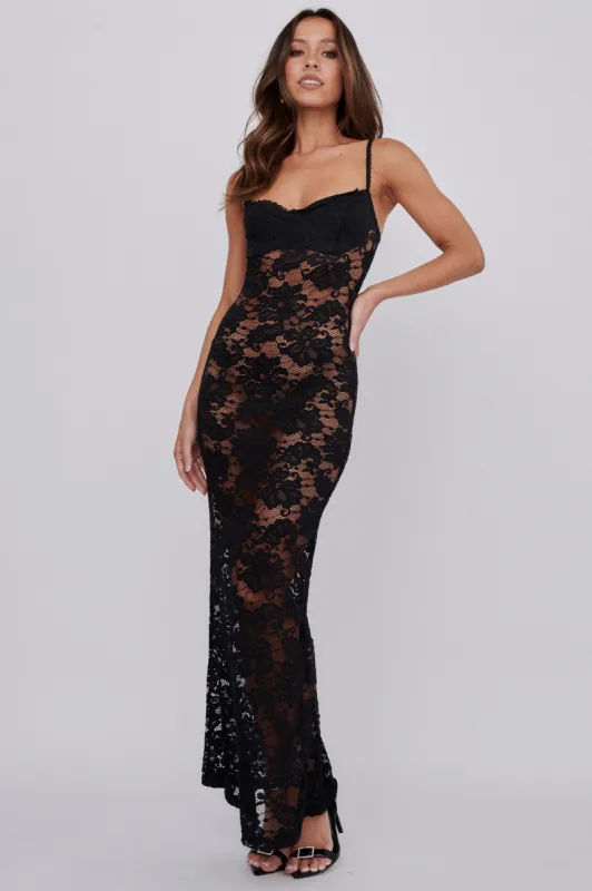 Must Be Love Lace Maxi Dress Black sold by Selfie Leslie