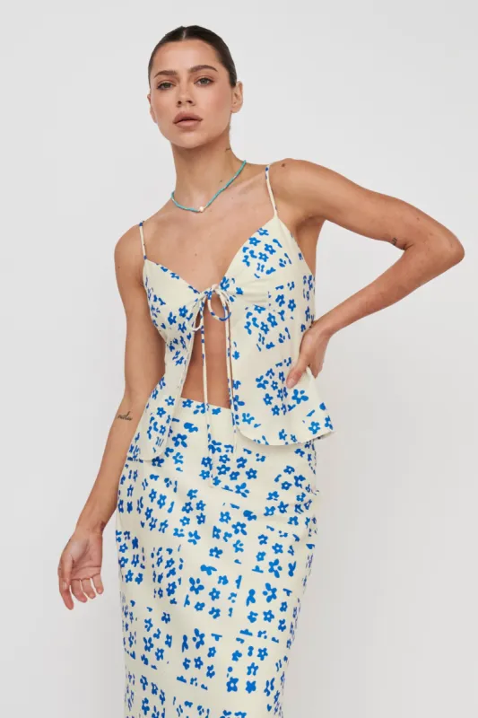 Heart & Soul Tie Front Top Floral Cream sold by Selfie Leslie