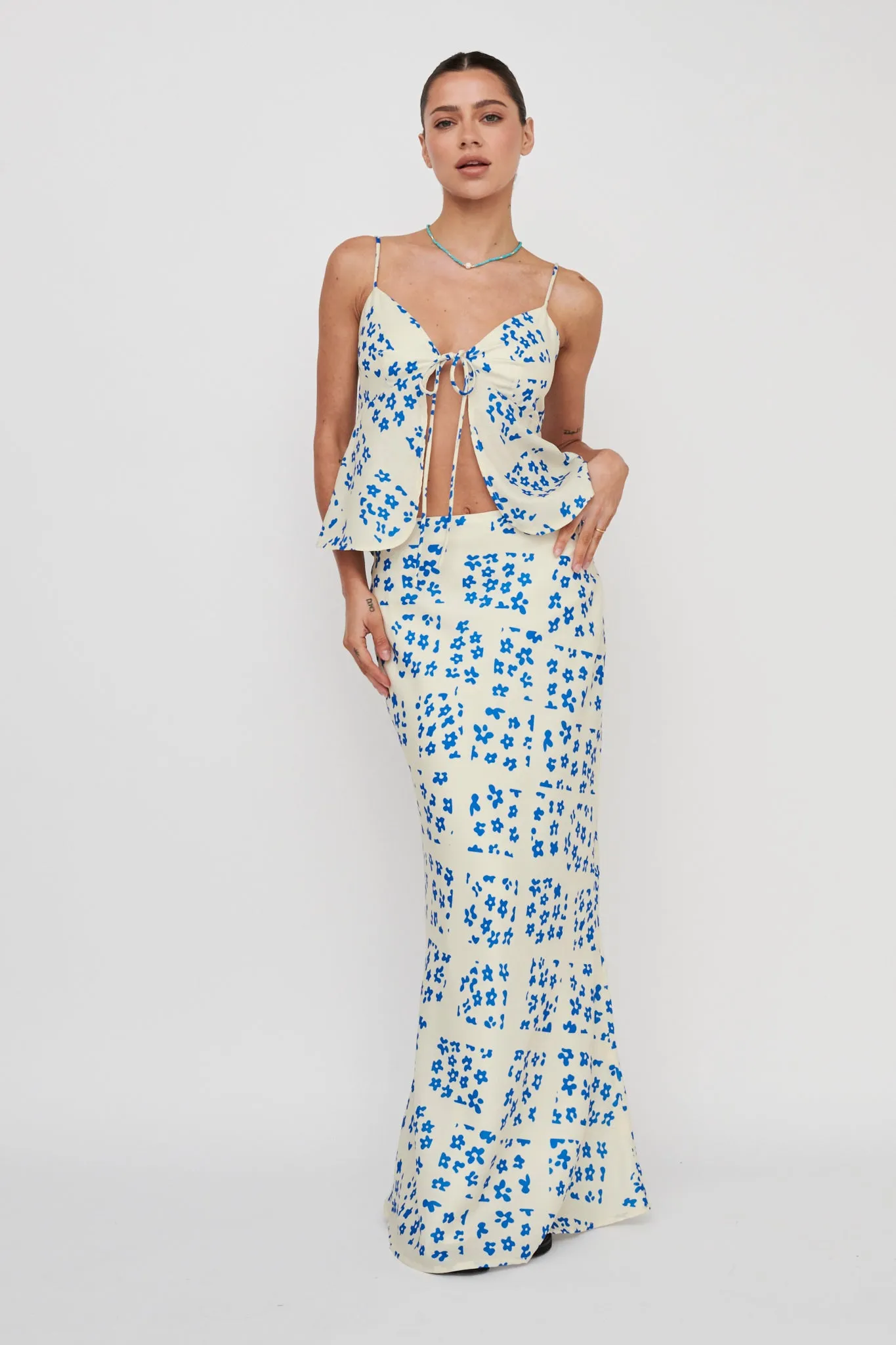 Heart & Soul Tie Front Top Floral Cream sold by Selfie Leslie product image thumbnail 4