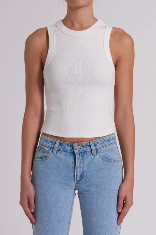 Abrand Heather Icon Long Singlet Top White Sand sold by Selfie Leslie