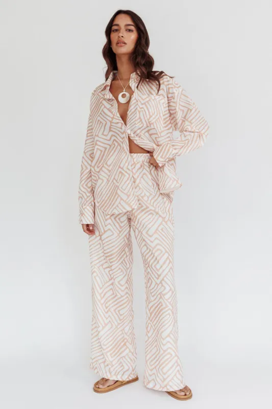 Alex Elastic Waist Pants Print Peach sold by Selfie Leslie