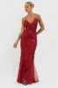 Serenade Song Godet Hem Sequin Maxi Dress Red sold by Selfie Leslie