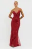 Serenade Song Godet Hem Sequin Maxi Dress Red sold by Selfie Leslie