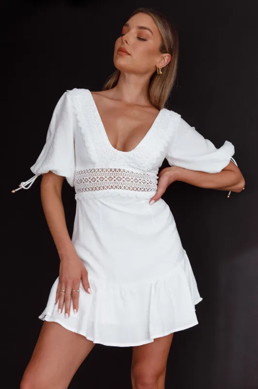 Vista Embroidery Trim Mini Dress White sold by Selfie Leslie