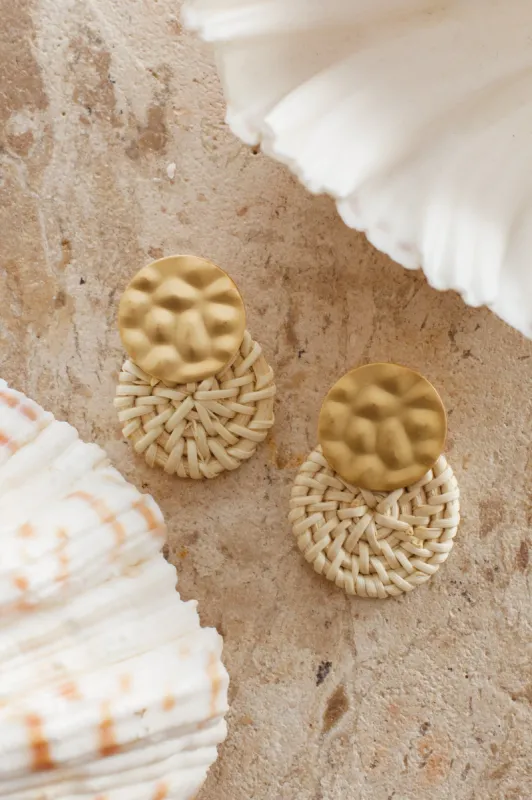 Nairobi Woven Rattan Earrings Gold sold by Selfie Leslie