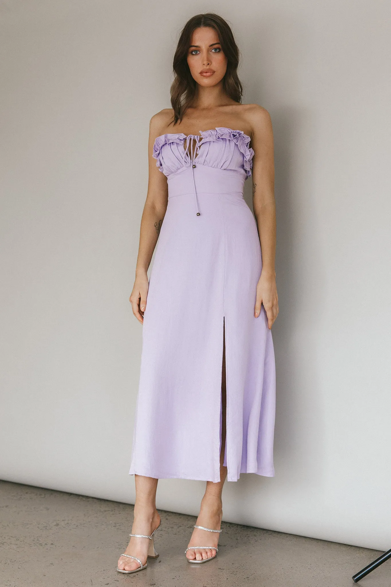 Under The Sun Tied Bust Midi Dress Lilac sold by Selfie Leslie product image thumbnail 3