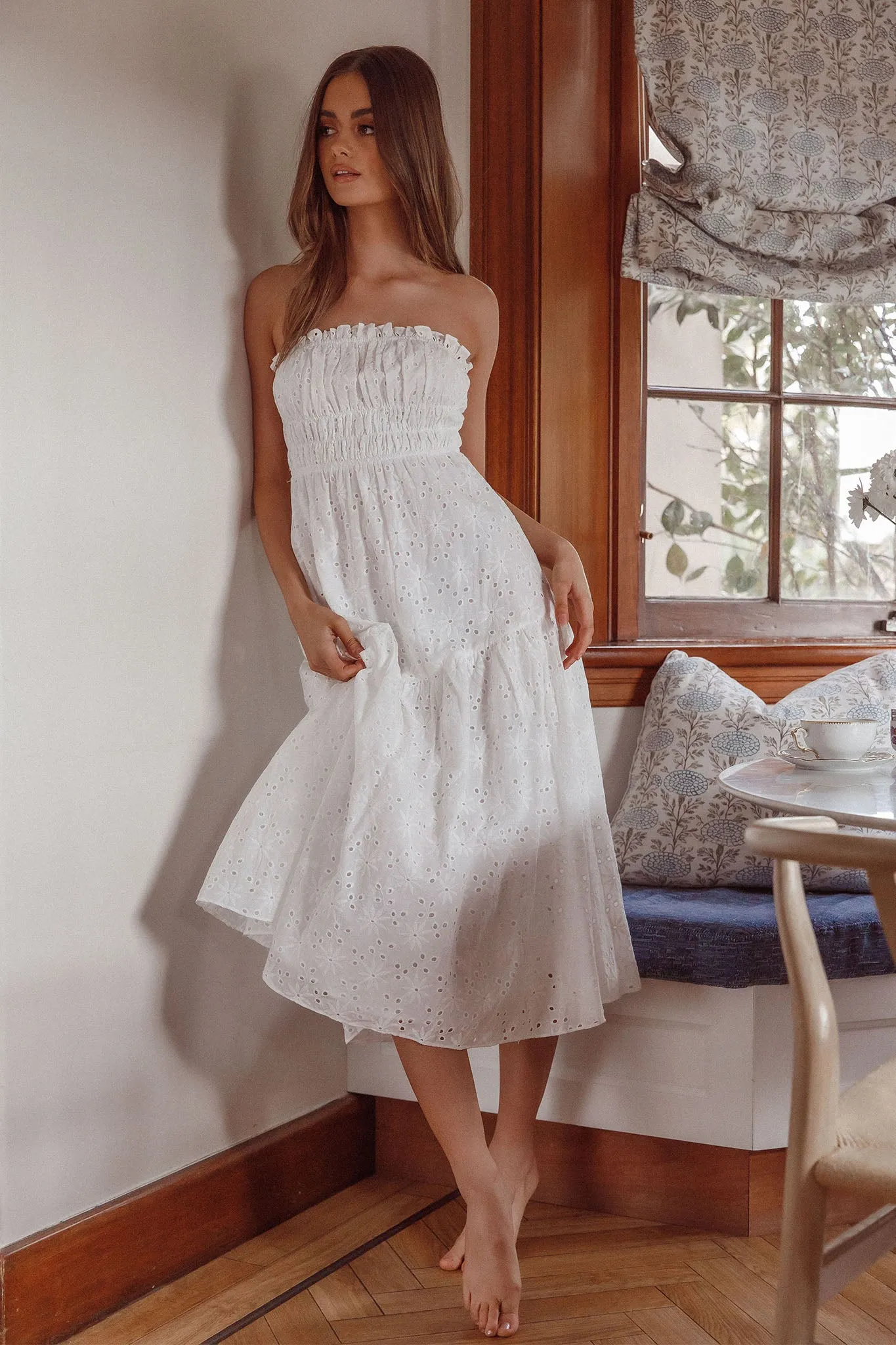 Chasing Sunshine Strapless Midi Dress White sold by Selfie Leslie