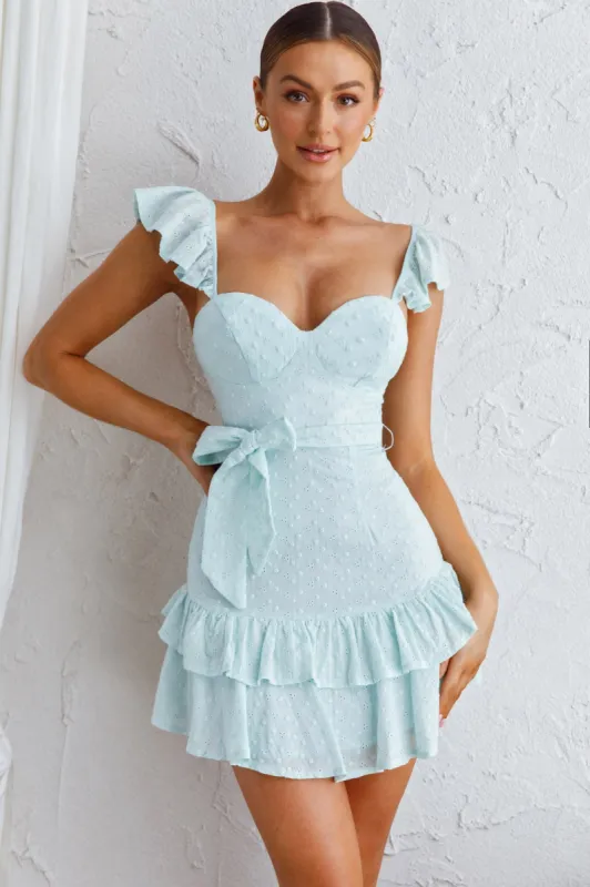 Theodore Ruffle Trimmed Mini Dress Sage sold by Selfie Leslie