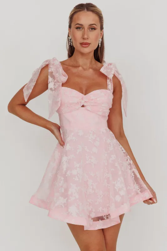 Oliana Tied Shoulders Keyhole Mini Dress Blush sold by Selfie Leslie