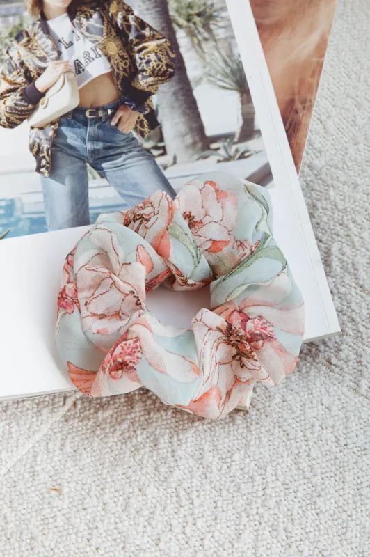 Chouchou Scrunchie Floral Green sold by Selfie Leslie